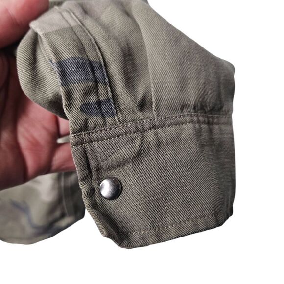 RAILS Marcel Jacket Sage Green Camo Stars S Snap Closure Shacket Tencel Linen - Picture 4 of 12